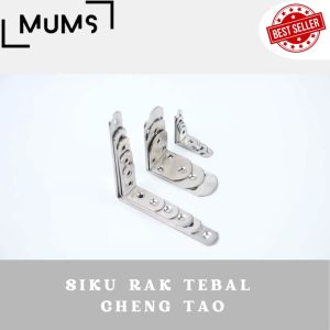 BMS - Plat Siku Rak Ambalan 4" Inch Set 4 Pcs / Siku Rak L Bracket Oval Penyangga Meja Kursi Lemari Tv Besi Stainless 10cm x 10cm Siku Rak Verseng Breket Braket Dinding Tembok 100mm x 100mm