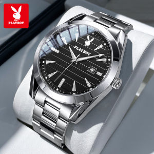 PLAYBOY นาฬิกาสำหรับผู้ชาย กันน้ำ รุ่นดั้งเดิม 2025 หน้าปัดนาฬิกาแบบแฟชั่นธุรกิจ หน้าปัดนาฬิกาแบบเรืองแสง สแตนเลสสตีล นาฬิกาควอตซ์ รับประกัน 1 ปี