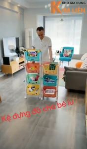 Kệ Gấu HOKORI 2 / 3 / 4 tầng nhựa VIỆT NHẬT - Nhiều màu bánh xe xoay 360 - Đựng đồ chơi quần áo cho bé sách báo 5576