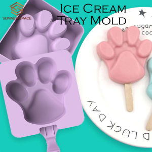 🍦Reusable Cute Cartoon Silicone Ice Cream Mold DIY Homemade Cat Claw with 20pcs Wooden Stick