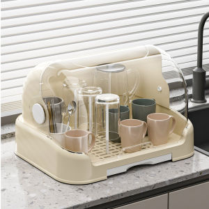 Teacup Tea Set Storage Box Desktop Dustproof Glass Cup Organizing Cabinet Living Room Put Cup Storage Rack