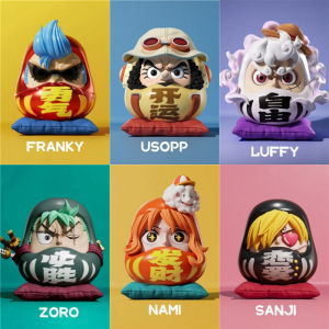 Bandai | 6cm Q-version One Piece Anime Figure Nika Luffy Zoro Sanji Nami Cos Super Dharma Figurine PVC Statue Model Toys Car Ornaments