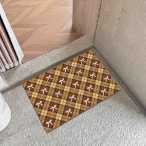 Modern Minimalist Bathroom Mat Quick Dry Water Absorbent Silicon Dendroid Checkered Pattern Entrance Toilet Anti Slip Foot Pad