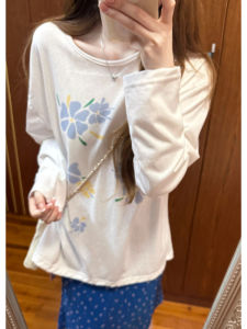 YUEZHONGWEI | Retro American Print Loose Fit Lightweight Summer Long Sleeve T-Shirt Womens Outerwear Air Conditioning Shirt Cover Up Top