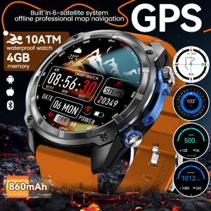 New Men Outdoor Built-in GPS Map Smartwatches Altimeter Compass 4GB Memory HD Bluetooth Call 10ATM Waterproof Sports Smart Watch