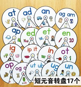 English Phonics Nature Spelling CVC Yuan Consonant Letter Word Card round Turnplate Toy Game Teaching Aids