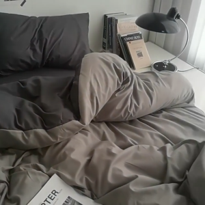 【SG】 Solid Color Bed Sheet Set Quilt Cover Fitted Bedsheet Duvet Cover Single Size Super Single King Size 4PCs