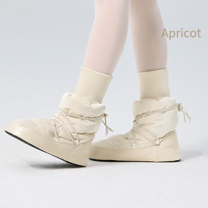 Girls Women Warm Ballet Boots High-top Dance Boots Warm Boots with Elastic Cuffs Black Boots for Ballerina Winter Ballet Shoes