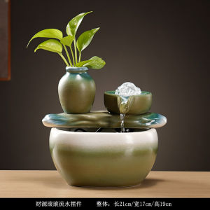 Modern Minimalist Ceramic Fountain Ornament Office Desktop Living Room Decorative Accessories Circulating Crystal Ball Waterfall
