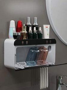 Kệ nhả kem tự động khử trùng bằng tia UV cho cốc và bộ bàn chải đánh răng Aswei A2206 và tặng miếng dán tường siêu chắc