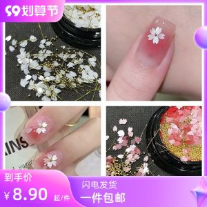 Internet Celebrity Nail Art Hot Sale Cherry Blossoms Paillette Ornament Petal Patch Ultra-Thin White Pink Nail Art Set Ornament