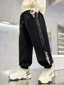 Spring Autumn Children's Sports Pants: Cotton Blend Elastic Waist Long Trousers