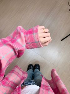Spring Summer 2024 Dopaamine Style Womens Plaid Shirt Pinkish Red Color Slim Fit Long Sleeve Button up Korean Version Office Wear