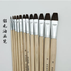 Professional Grade Fox Fur Flat Head Oil Painting Brushes Set Ultra Realistic Classical Watercolor Acrylic for Teachers