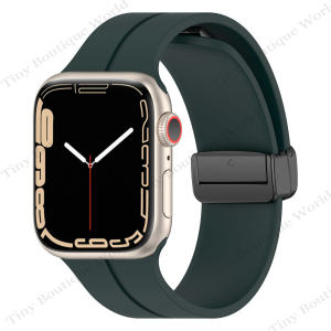 Magnetic Buckle silicone strap for apple watch ultra 49mm 45mm 41mm 44mm 40mm 42mm 38mm silicone loop bracelet for iWatch Series 9 7 8 se 6 5 3(excluding watch)