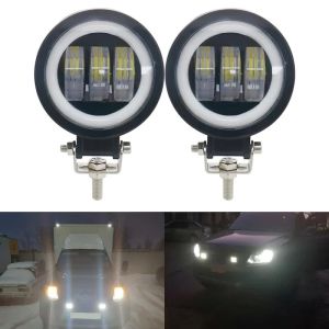 Square & Round LED Light Bar with DRL Halo Ring – Waterproof Off-Road Fog Lights for Cars Trucks Motorcycles (6000K White Beam IP68 Universal Mount)