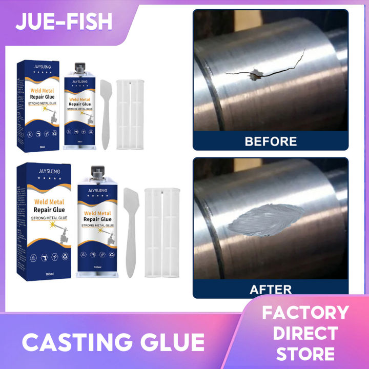 Jaysuing Strong Casting Adhesive High Temperature Resistance Iron Metal Oil Tank Repair Agent Welding Adhesive Cast Metal Glue Metal Repair Glue AB Glue Strong Bond Sealant Glue Heat Resistance Metal Repair Adhesive Industrial Casting Agent