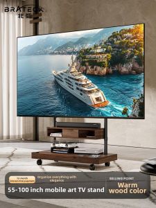 Brateck | Movable TV Stand for 55-100 Inch TVs with Storage