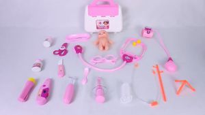 Kids Simulation Sound and Light Stethoscope Boy and Girl Medicine Box Suit Doctor Nurse Play House Toy Gift