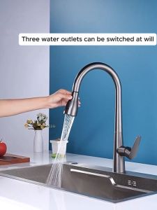 Kitchen Faucet Black Silver Pull Out Sink Mixer Brushed Nickle Steam Sprayer Head Chrome Water Tap