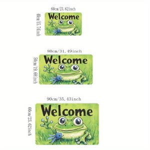 VIKAMA Cartoon Frog Welcome Entry Door Mat Entryway Floor Mat Anti Slip Dirty Resistant Ins Style Decorative Carpet Home Decor