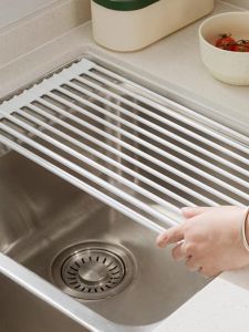 Silicone Kitchen Sink Drain Rack Foldable Dishwasher Basket Storage Organizer Holder for Utensils And Plates Dish Drainer