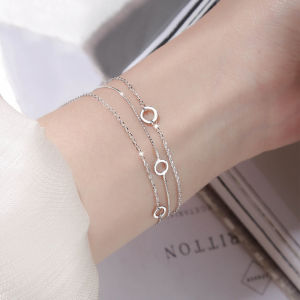 925 Sterling Silver Three-Layer Chain Circle Bracelet For Women Simple Exquisite Gift Wedding Accessories