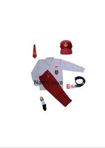 Setelan lengkap Seragam merah putih SD laki - lakikemeja putih lengan panjang dan celana merah panjang serta atribut lainnya kelas 1 s/d 6 SD.