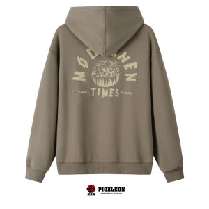Rabbit House Spring Autumn Hooded Open Cardigan Sweatshirt Mens Casual Back Print Retro Jacket Loose Fit Daily Wear