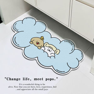 Thảm Phòng Tắm Thấm Hút Nước Bằng Đất Ngọc Bích Họa Tiết Chó Họa Tiết Đường Thẳng Thảm Phòng Tắm Chống Trượt Thảm Nhà Tắm