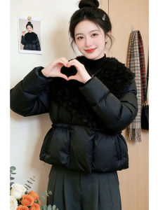 Shalldoer | Black Faux Fur Trim Big Lapel Winter Jacket