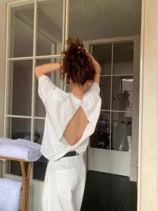 YUANYA | Backless White Summer Short Sleeve Tee Shirt