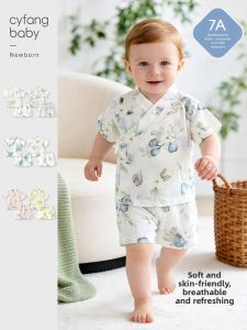 CAIYINGFANG | Summer Lightweight Bamboo Cotton Short Sleeve Shorts Set
