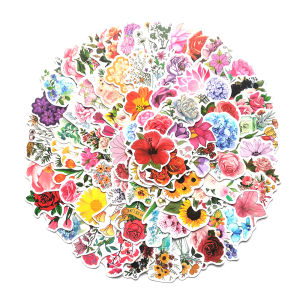 100pcs Flowers Stickers Laptop Bicycle Guitar Skateboard Sticker Kid DIY Graffiti Waterproof stickers