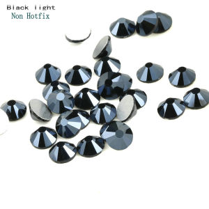 SS4-SS30 Super Glitter Black Shiny Rhinestones Non HotFix FlatBack Glass Rhinestone Dress Decorations