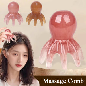 【Jealous Girl】Resin Octopus Massage Comb Head Meridian Scraping Scalp Massager Tool Portable 8-Prong Head SPA Massage Comb For Anti Fatigue