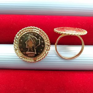 Cincin Wanita Rupiah Tempahan Lapis Emas Anti Karat