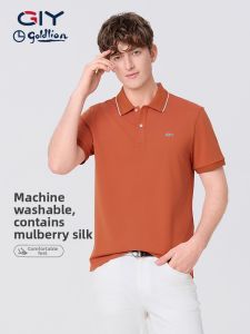 GYgoldlion | Breathable Moisture-Wicking Silk Mens Polo Shirt