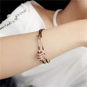 Fashionable Titanium Steel Rose Gold Bracelet Womens Decorative Jewelry Non-Fading Stylish Personality Free Circle Korean Style