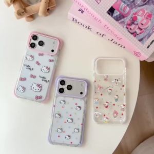 Sanrio | Ốp Điện Thoại Sanrio Hello Kitty Phủ Kim Tuyến Lấp Lánh Dành Cho iPhone 17/16/15 Pro Max - Chống Sốc Dễ Thương Kiểu Kawaii Chất Liệu Silicon Mềm