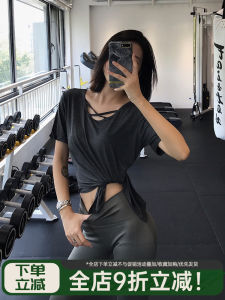 Plus Size Yoga Wear Womens Loose Short-Sleeved Quick-Drying T-shirt Fat mm Sports Top Internet Celebrity Slim Look Running Fitness Clothes