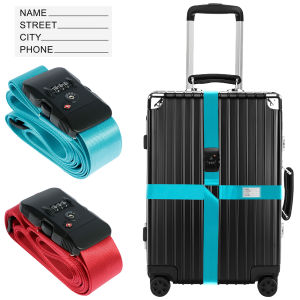 Cross Luggage Strap TSA Customs Lock Luggage Strap Adjustable Travel Suitcase Belt with ID Tag Anti-lost Baggage Packing Belt