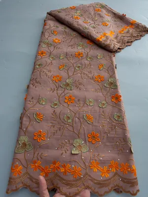 Kalume 3D Embroidered Cotton Lace Fabric 2026 High Quality 5 Yards Nigerian Swiss Voile Lace Fabric Bride for Party Dress Sewing