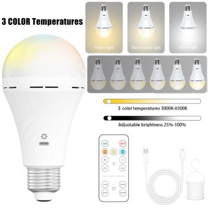 USB Rechargeable Light Bulb 3 Color Led Bulb Dimmable E27 Bulbs with Timing Cordless Battery Operated Light Bulb Emergency Light