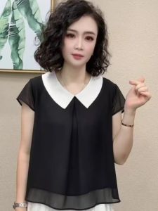 Stylish Slimming Round Collar Short Sleeve Top for Women