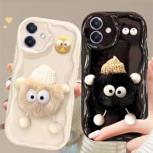 เคสโทรศัพท์ OPPO A3X A3 น่ารักสำหรับใส่3Dปลอกถ่านหินคู่ป้องกันเลนส์2024ฝาหลังนิ่มกันกระแทก