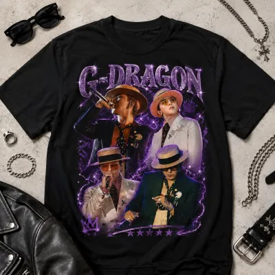 Bandai | Inspired Bigbang 20th Anniversary Concert Graphic T Shirt 100 Pure Cotton Unisex Summer G-Dragon Fan Casual Loose Short Sleeve