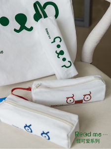 Large Capacity Canvas Pencil Case Travel Storage Bag Handheld Cute Series Three Colors Optional Stationery Bag Business Supplies