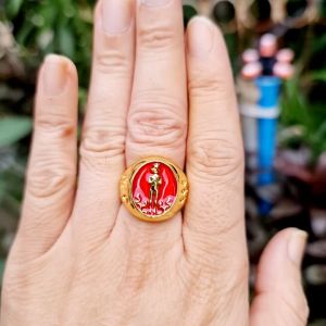 แหวน ไอ้ไข่ วัดเจดีย์ ลงยาสีแดง ทองแท้18K หนัก 2บาท มี4เบอ เลือก 8 9 10 11 พร้อมส่ง แถมฟรียันต์+ธูปให้หวย