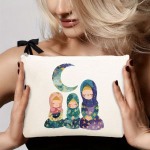 Ramadan Makeup Bag A Stylish Zippered Toiletry Bag Lightweight Travel Cosmetic Pouch Perfect for Eid Gifts